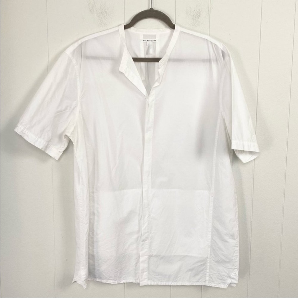 Helmut lang hidden button tunic top with pockets .
